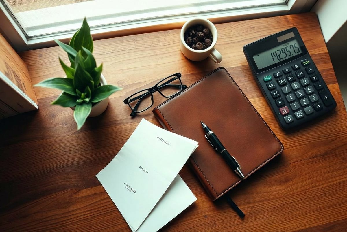 Business invoices and statements laid out on a desk